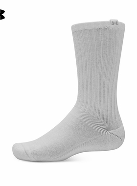 安德玛UA新Sportstyle健身训练休闲袜棉质中筒袜双装 1390129-100