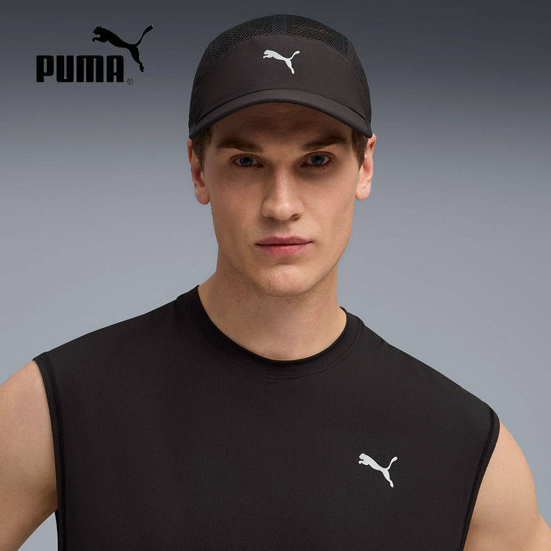 PUMA彪马网眼透气黑色棒球遮阳帽2026春中性鸭舌帽子 026999-01