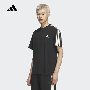 KR2490 T恤 adidas阿迪达斯三条纹纯色简约半截袖 2026夏男宽松短袖