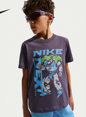 NIKE耐克26夏季新款大童潮流运动透气圆领印花短袖T恤 IQ1064-573