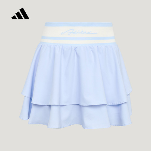 adidas阿迪达斯半裙凉感修身训练运动打底裤防走光双层短裙LF0076