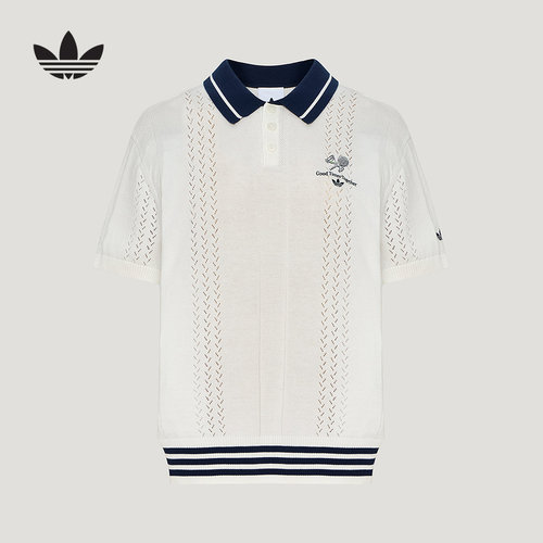 adidas阿迪达斯三叶草学院风镂空棉质T恤秋男短袖POLO衫 KW5680