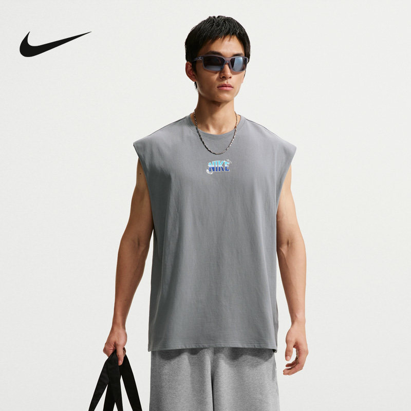 NIKE耐克男背心夏季图案印花跑步训练透气无袖运动T恤 IW1197-065
