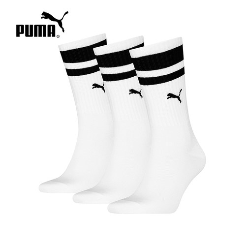 PUMA彪马黑白撞色男女同款中筒袜子2025冬长袜三双装 947254-03