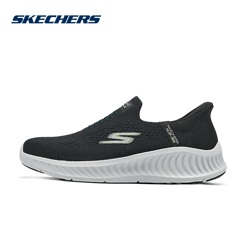 Skechers斯凯奇男鞋闪穿鞋一脚蹬舒适网面透气健步鞋216372/BLK