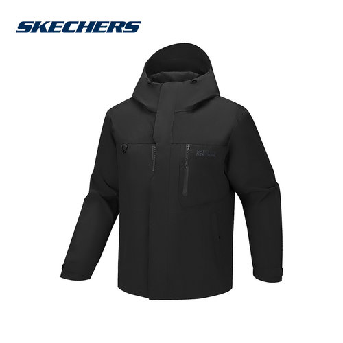 SKECHERS斯凯奇26春男户外运动防风连帽梭织外套 P126M046/0018
