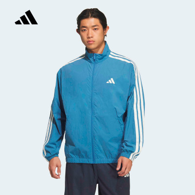 adidas阿迪达斯三条纹立领运动休闲外套2026夏男梭织夹克 KR2522