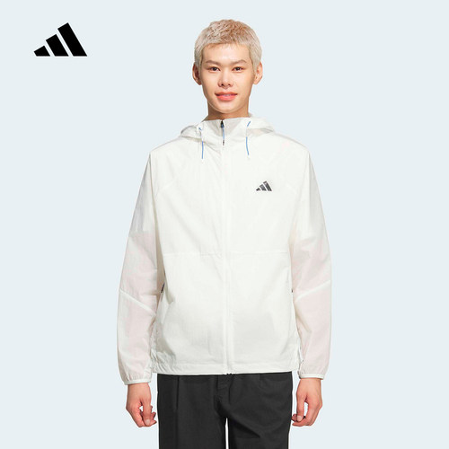 adidas阿迪达斯防风连帽外套户外跑步健身2026夏男梭织夹克KR2513