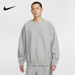 063 HV1087 NIKE耐克男子加绒卫衣25冬新款 刺绣宽松圆领灰色套头衫