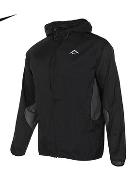 nike耐克春夏男跑步运动健身连帽外套黑色梭织夹克FN4003-010