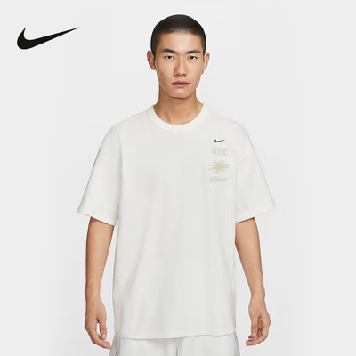 Nike耐克男短袖夏季休闲印花宽松透气圆领白色运动T恤IH8659-133