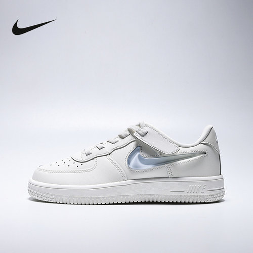 NIKE耐克男女童FORCE 1渐变透明大勾简版小空军运动鞋IR0592-101
