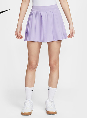 Nike耐克女裙夏新款速干褶裥网球半身裙紫色防走光短裙FZ6513-515