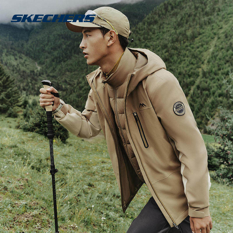 Skechers斯凯奇秋冬男子梭织连帽外套+梭织羽绒外套L424M144/05GB