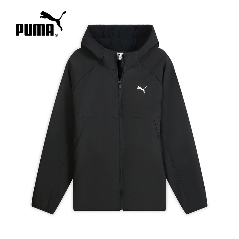 PUMA彪马拒水薄绒连帽夹克2025秋男运动休闲梭织外套 693544-01