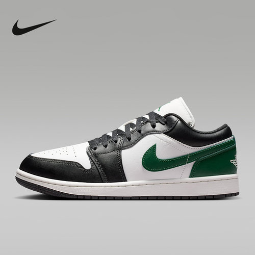 NIKE耐克男鞋Air Jordan 1黑白绿AJ1低帮复古休闲板鞋553558-047