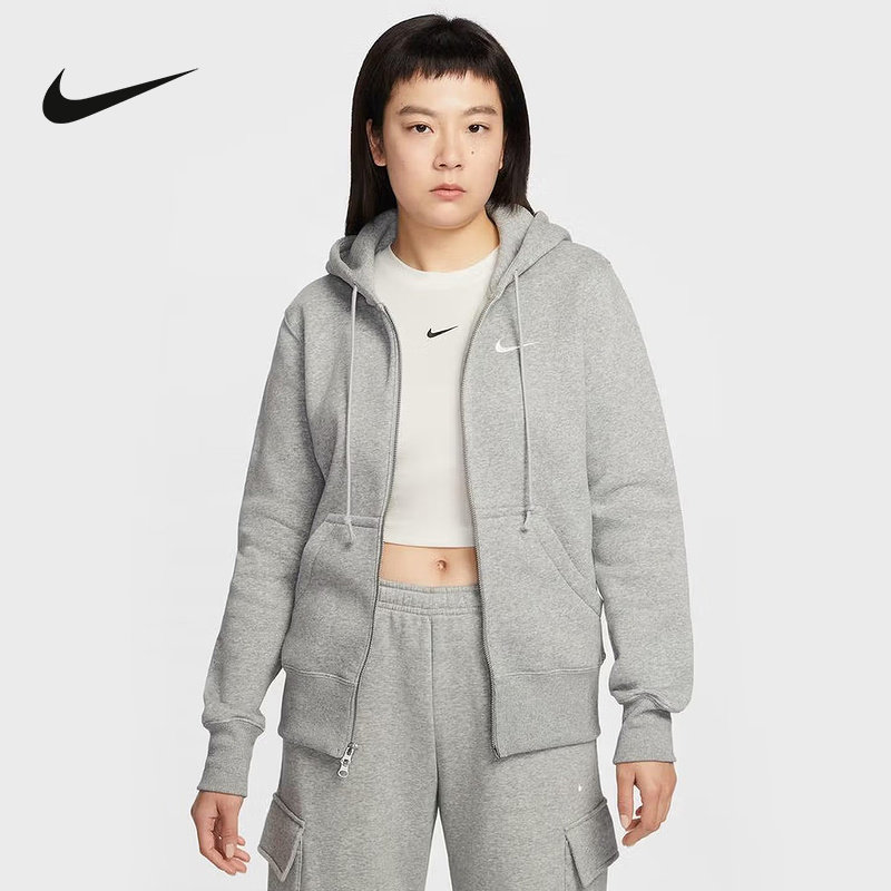 NIKE耐克女子针织夹克外套春季新款加绒连帽衫运动卫衣HJ0996-063图片