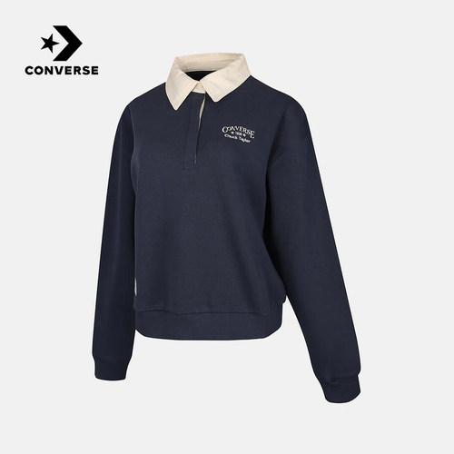 Converse匡威2025冬女子针织套头衫翻领宽松舒适卫衣 WCJ099-BFK
