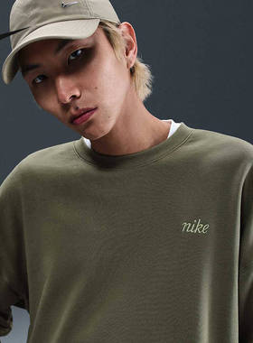 Nike耐克卫衣男2025冬新款刺绣宽松休闲圆领运动套头衫IB8360-222