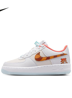 NIKE耐克女鞋空军一号运动鞋大童鞋可爱虎印花AF1板鞋IR8259-181