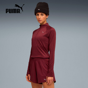 T恤527250 PUMA彪马2025冬女子跑步运动1 4拉链拇指扣孔长袖