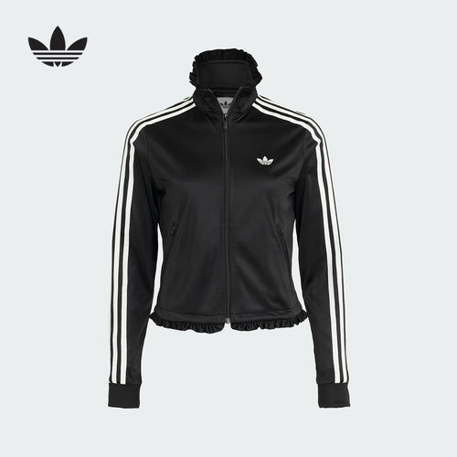 adidas阿迪达斯三叶草夹克秋女针织Firebird褶皱漏斗领外套LG4308