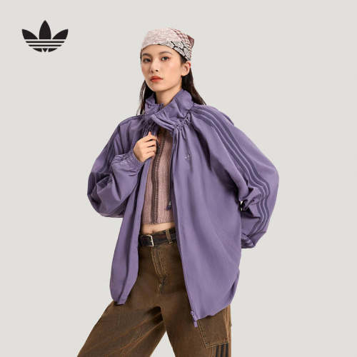 阿迪达斯三叶草连帽机能夹克OVERSIZED TRACK TOP梭织外套 KR2626