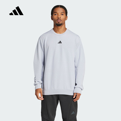 adidas阿迪达斯太空棉长袖圆领套头衫2025春男宽松运动卫衣JP0927