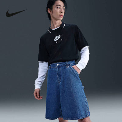 NIKE耐克短裤男夏新款复古牛仔裤宽松刺绣运动裤五分裤IO7868-431