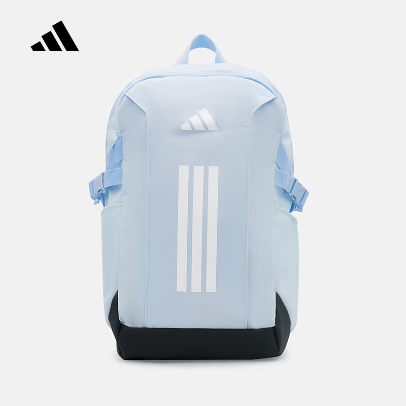 adidas阿迪达斯三条纹浅蓝色学生书包夏通勤大容量双肩背包KV4011
