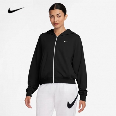 Nike耐克夹克外套女装秋新款宽松休闲运动黑色连帽卫衣FN2420-010