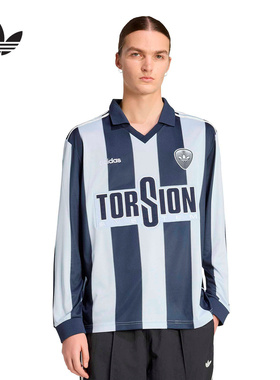 adidas阿迪达斯撞色V翻领Britcore足球衣2026春男长袖上衣 HZ3787