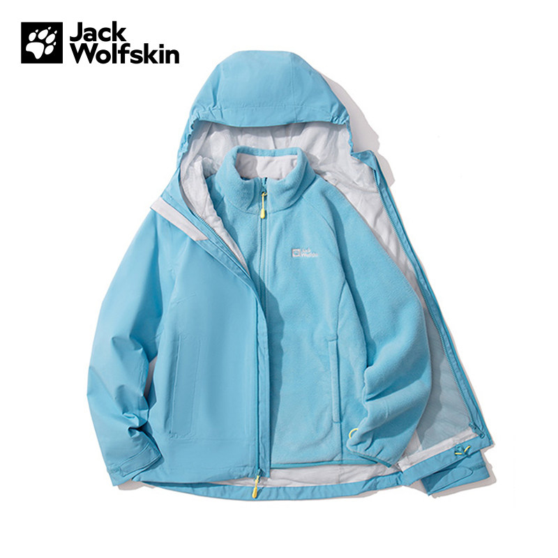 JackWolfskin狼爪冲锋衣女25秋冬户外抓绒内胆三合一外套5031991