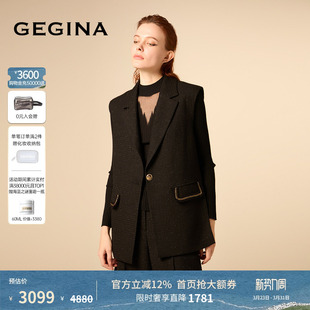 外套商场同款 GEGINA吉吉娜黑色显瘦马甲外套修身 百搭高级感无袖