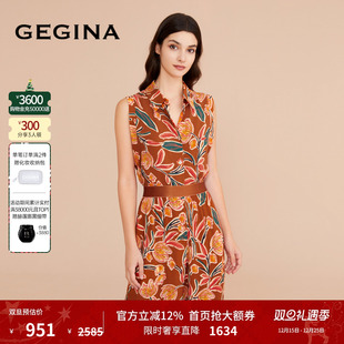 轻薄气质花卉上衣商场同款 GEGINA吉吉娜女装 无袖 印花雪纺衫 法式