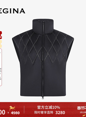 GEGINA吉吉娜秋冬季新品鹅绒短款黑色马甲外套时髦百搭气质上衣女