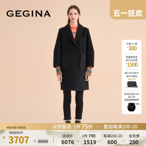 【100%绵羊毛】GEGINA吉吉娜纯羊毛双面羊绒呢子大衣外套商场同款