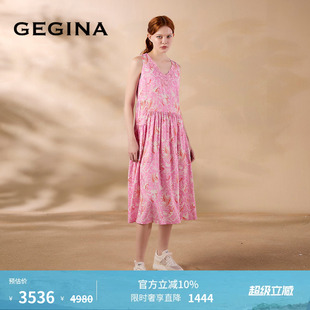 纯棉印花无袖 连衣裙仙气浪漫吊带裙子 新品 GEGINA吉吉娜春夏季