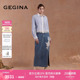 GEGINA吉吉娜秋冬季 蕾丝贴花牛仔半身裙复古开叉时髦裙子 新品