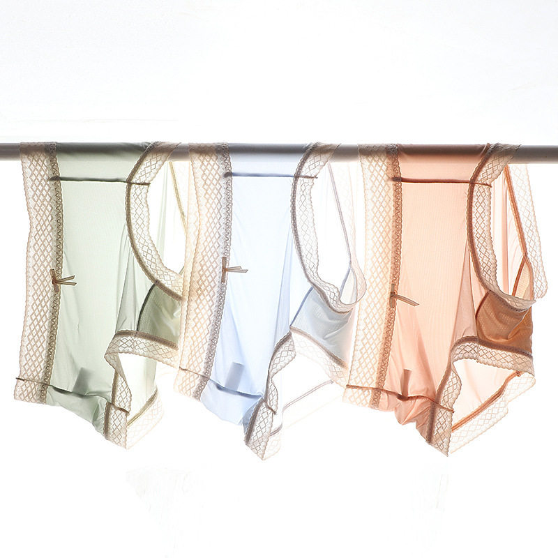 日系少女薄款蚕丝无痕蕾丝透气纯棉抗菌女士中腰包臀内裤女夏季SS