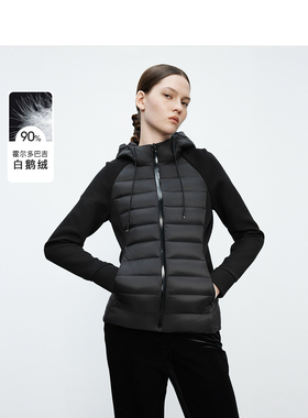 [朗姿奥莱]朗姿欧洲EiLEEN ELITEE白鹅绒短款薄款女黑色羽绒服20