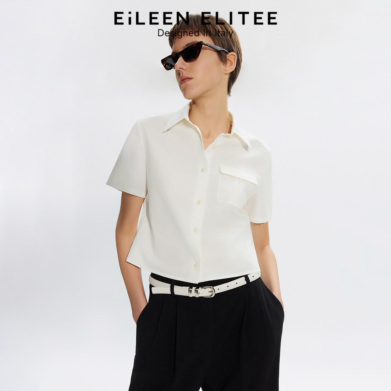 [朗姿奥莱]朗姿欧洲EiLEEN ELITEE设计感印花衬衫纯棉通勤2025年 - 实物图