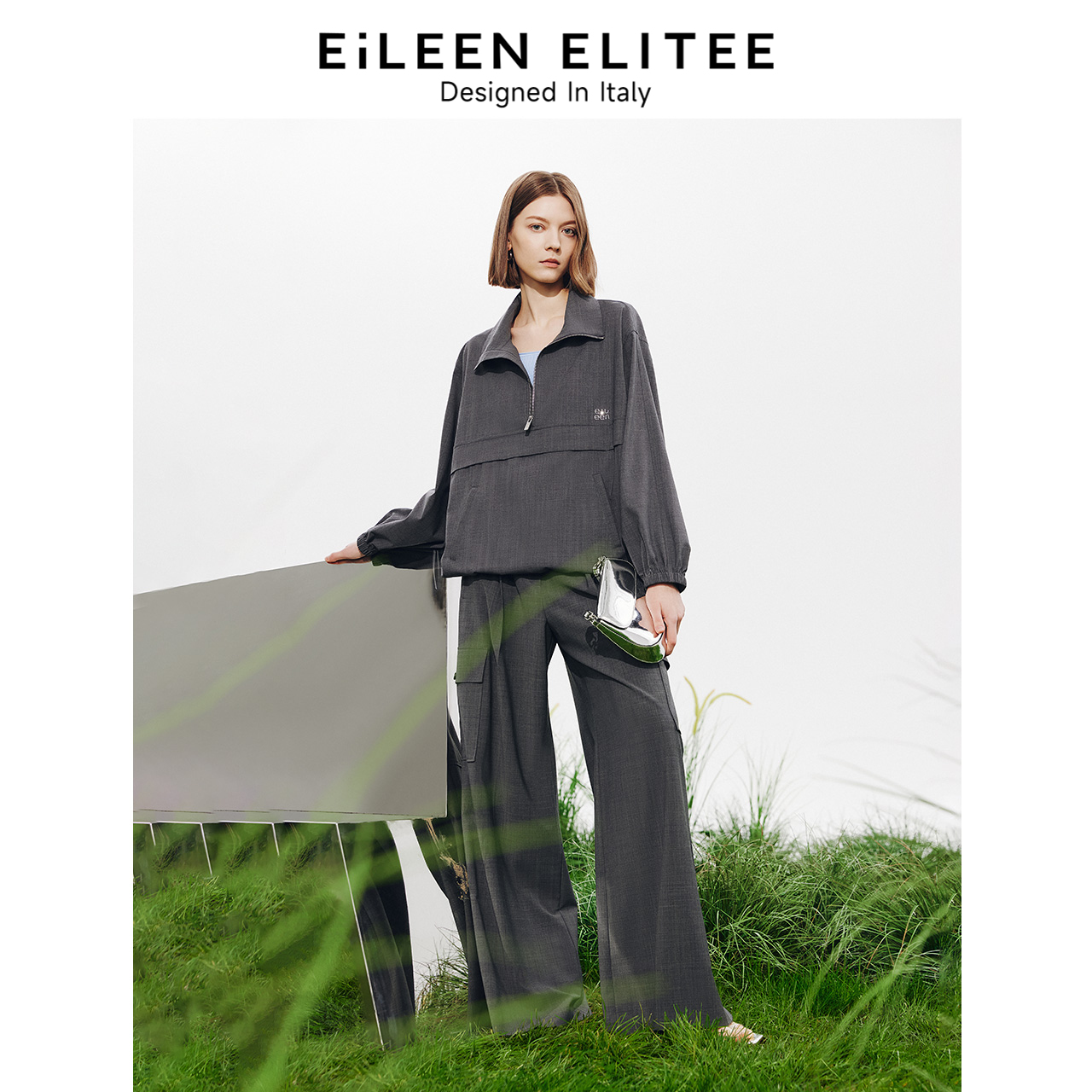 拼接设计 半开领型 双走线工艺