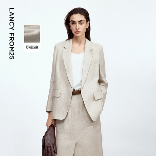 舒适亚麻 H型廓形 平驳翻领