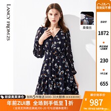 朗姿印花薄款乔其真丝裙2021年夏季新品气质宽松连衣裙图片
