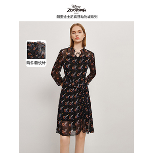 [朗姿奥莱]【迪士尼疯狂动物城系列】朗姿精致连衣裙夏季奥莱显瘦