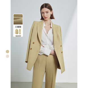 朗姿v领通勤高端西服外套女2024新 三醋酸Basic衣橱 朗姿奥莱