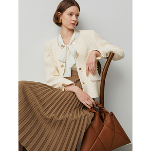 朗姿羊毛法式 上衣女年早春短外套 复古高级感气质流行时尚