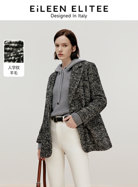 [朗姿奥莱]朗姿欧洲EiLEEN ELITEE2024冬新款复古气质法式羊毛西
