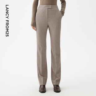 LANCY/朗姿2023秋冬新款高腰千鸟格纹西装裤子女法式复古经典长裤